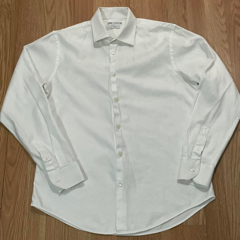 Zara Men’s Medium Slim Fit Button Down Shirt White Cotton Preppy Office